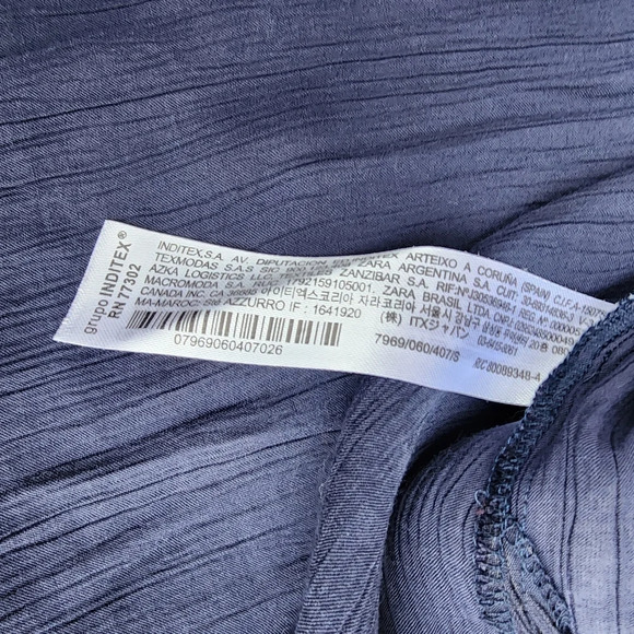 Zara Navy blue shimmery button down S - Picture 6 of 11